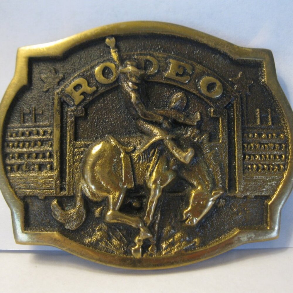 1983 Heritage Mint Registered Collection Solid Brass Belt Buckle #HL-4411: Rodeo
